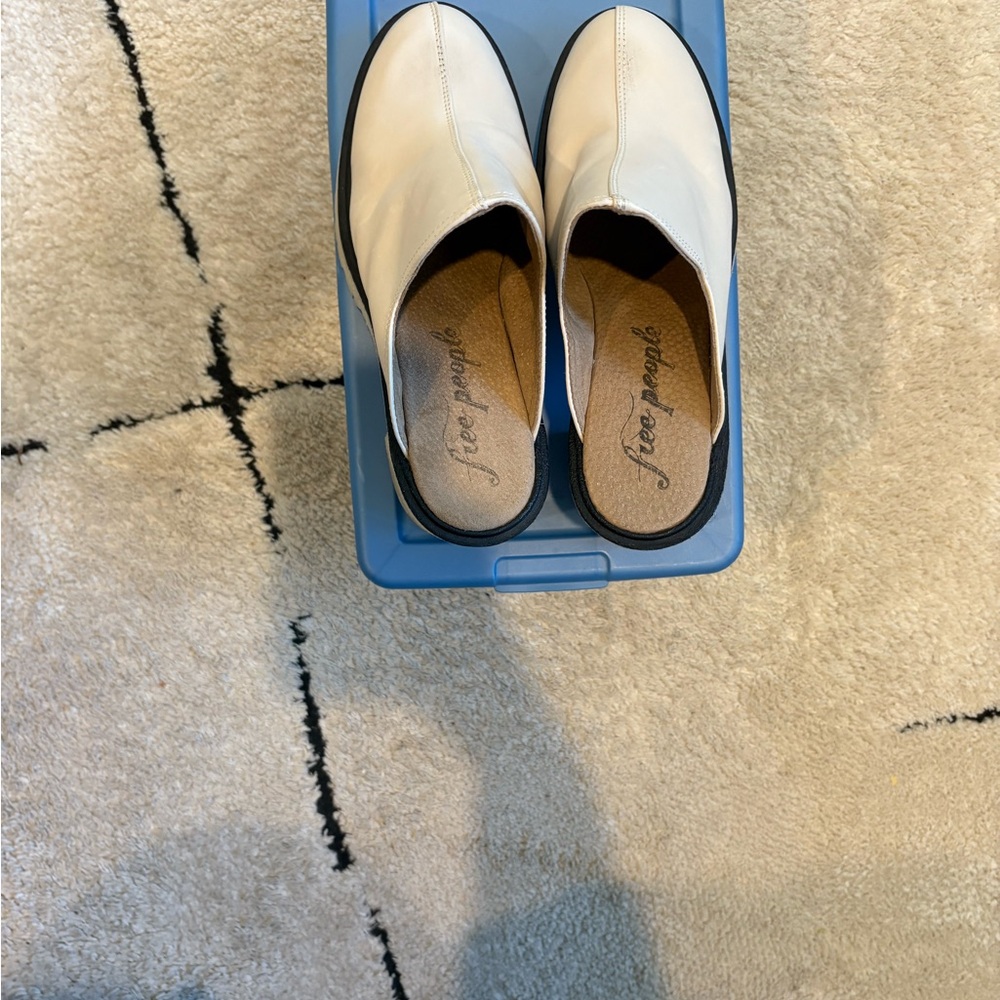 Free People Ivory Slip-On Mules